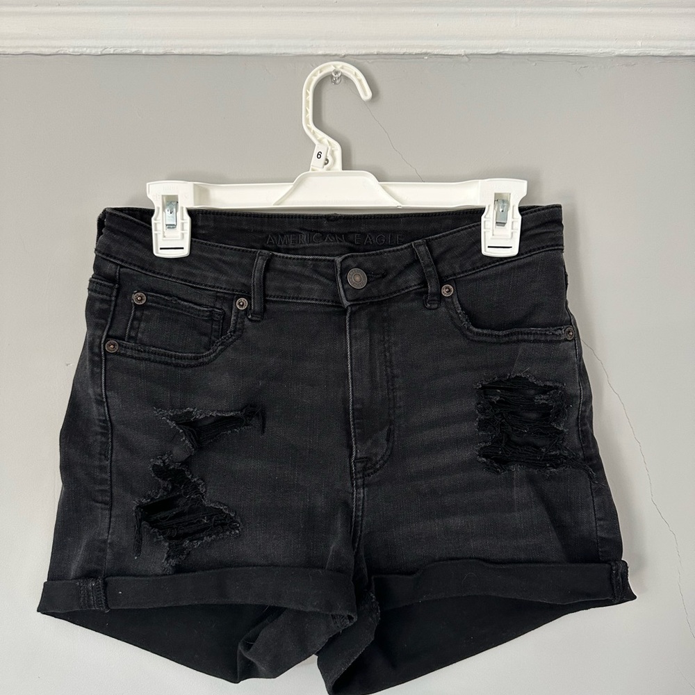 American Eagle Outfitters Black Distressed Jean Shorts